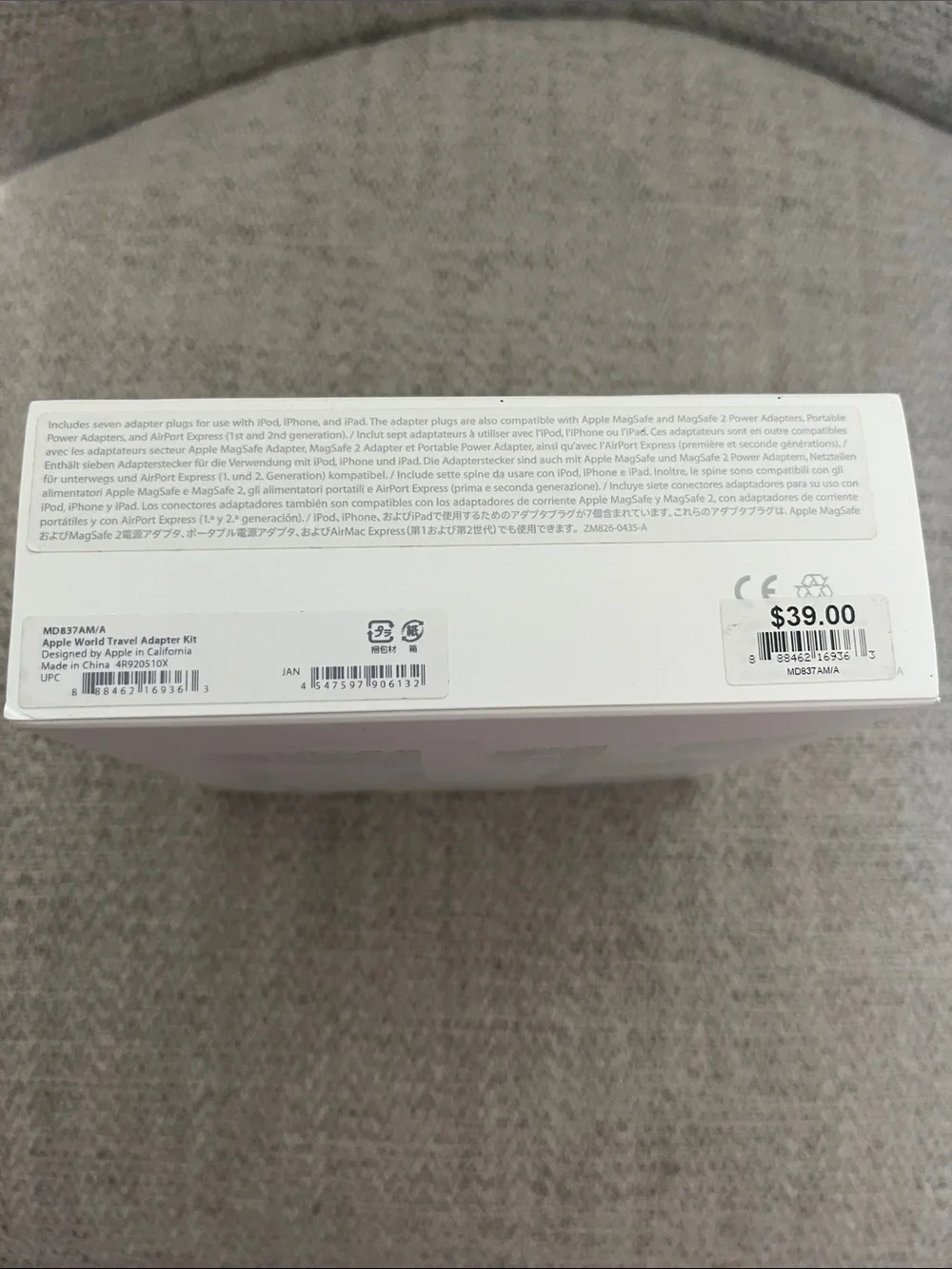New Apple World Travel Adaptor Kit AC converter #MD837AM/A